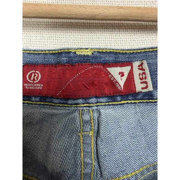 Y2K Guess Jeans Men Straight Leg Sz 36x32 Modele Distressed Button Fly Grunge - Picture 7 of 16